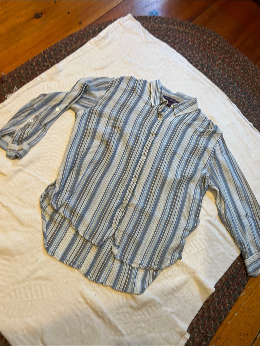 Light Blue Striped Men's Button-Up Shirt it